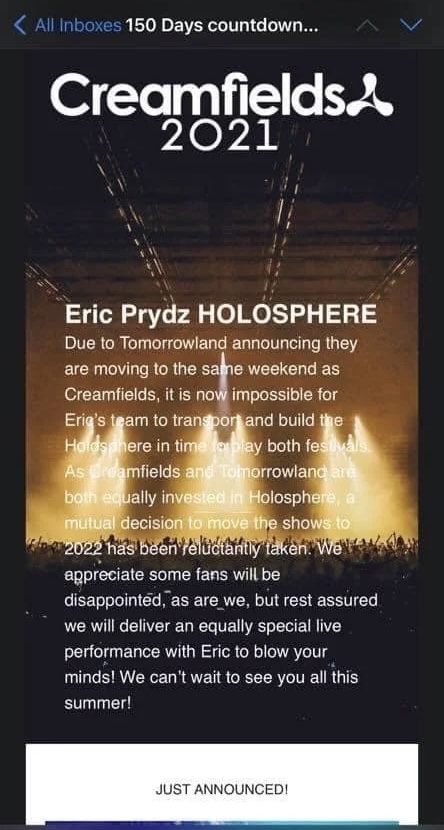 Shows Holosphere de Eric Prydz pospuestos para 2022
